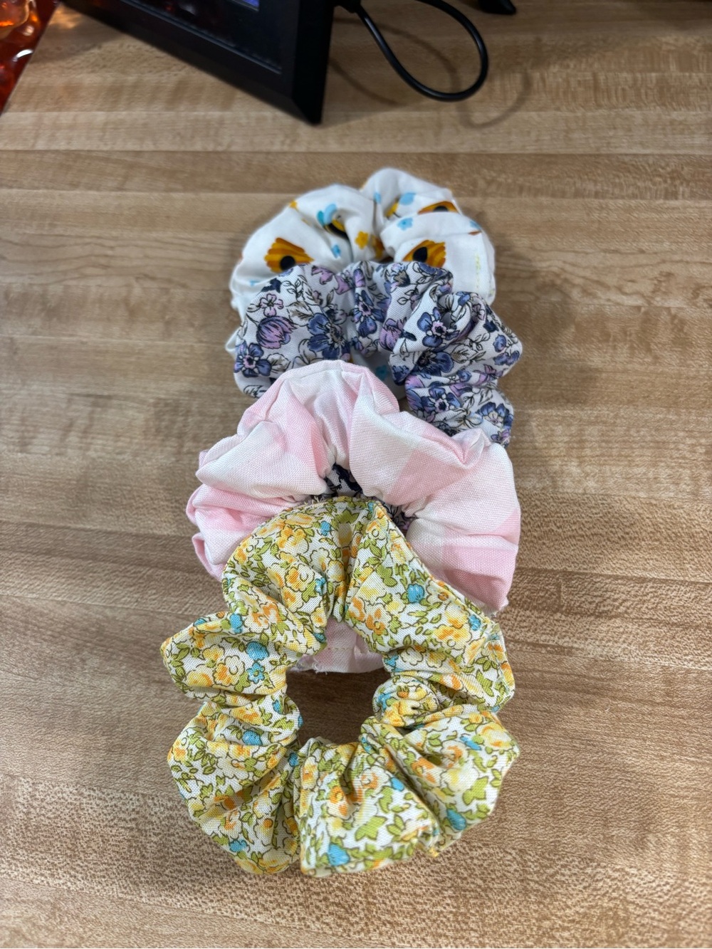 Floral & Pastel Kids Scrunchie Set - Pink, Yellow, White, Purple